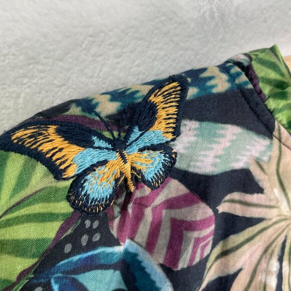 Johnny Was Workshop Womens Plus 3X Ramie Floral Embroidered Boho Blouse Top - Picture 12 of 12